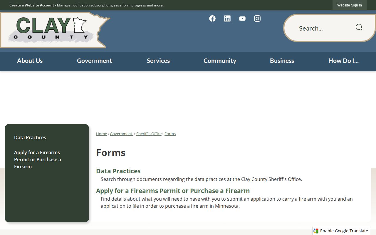 Clay County 72-hour release records forms page