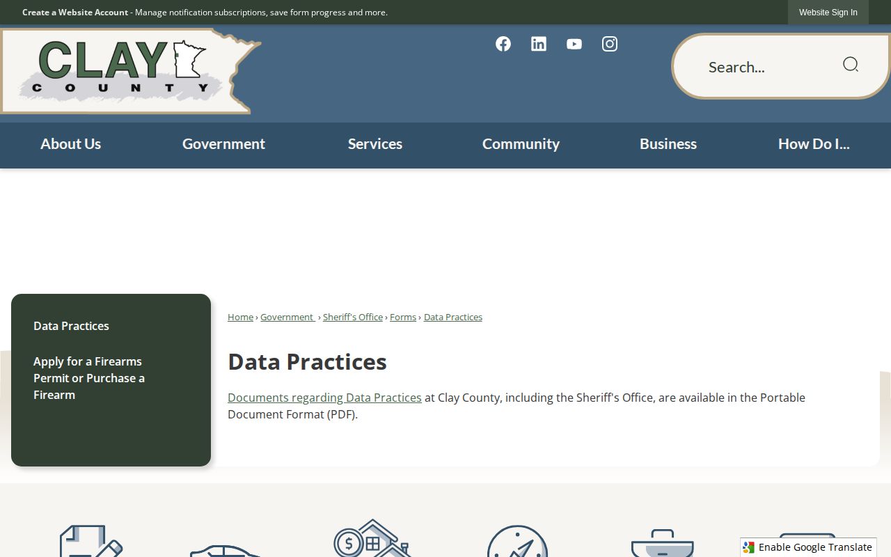 Clay County Sheriff 72-hour release Data Practices page