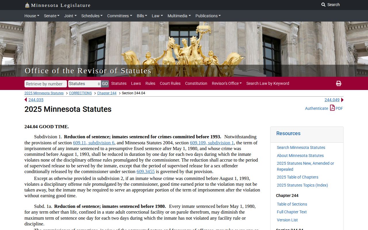Minnesota legacy release law relevant to Clay County parole and probation