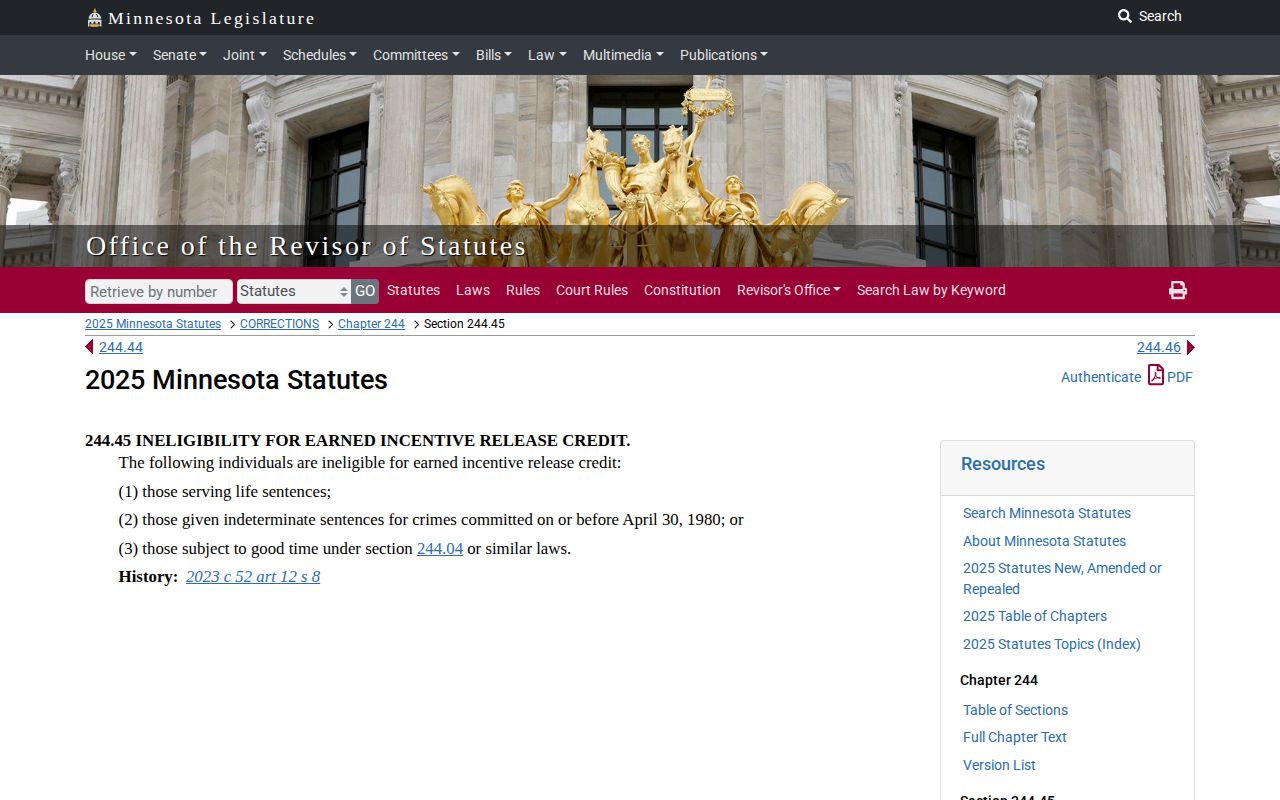 Minnesota earned credit exclusions affecting Clay County release dates